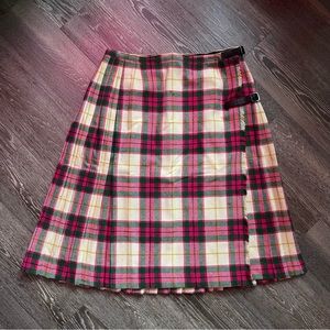 Vintage 70s Archie Brown & Son Pleated Midi Wool Skirt